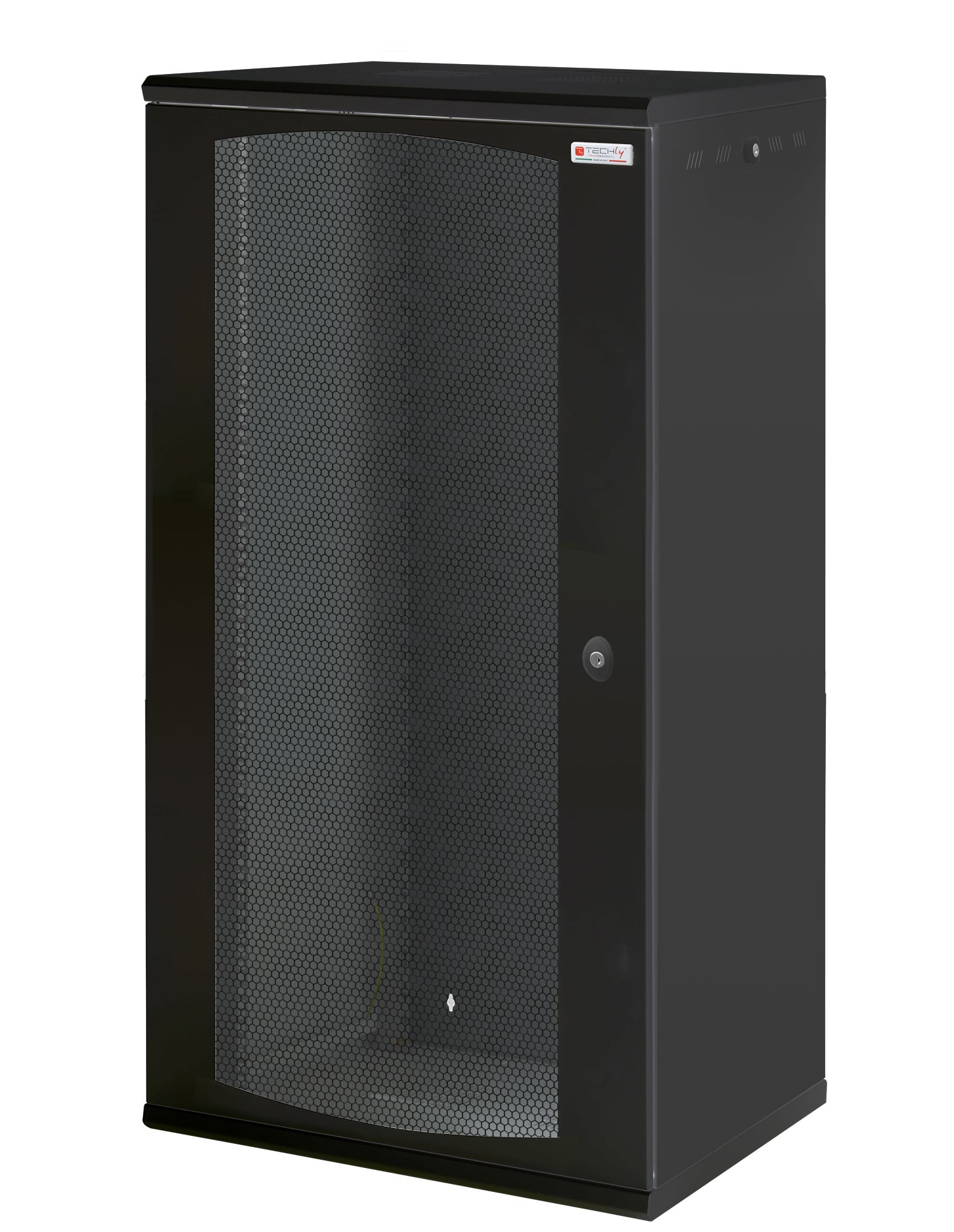 Armadio Rack 19'' a muro 22U sezione unica P 600mm Porta Grigliata Nero - Immagine 1