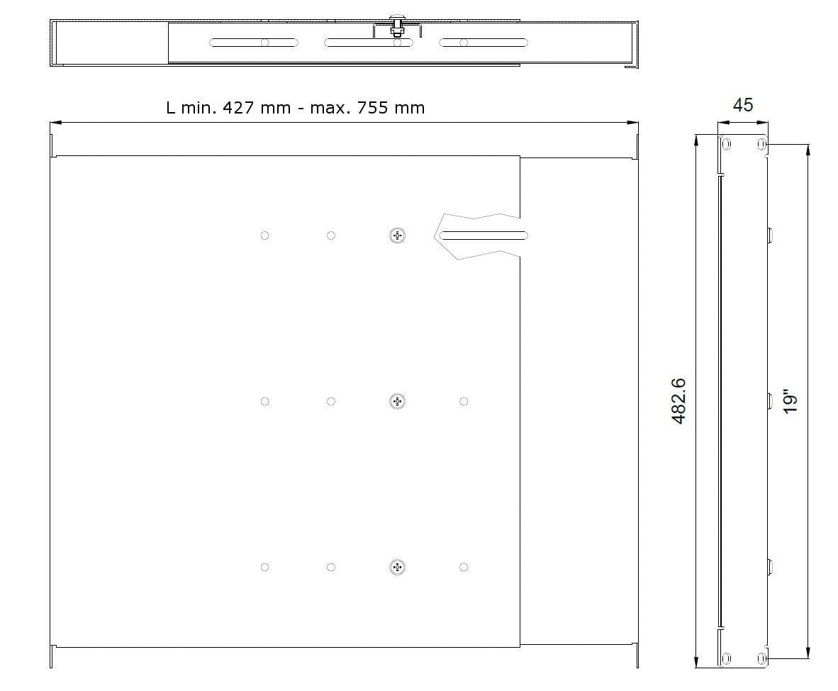 Mensola estensibile per Rack 19'' 1U Grigio 4 punti - Miniatura 4