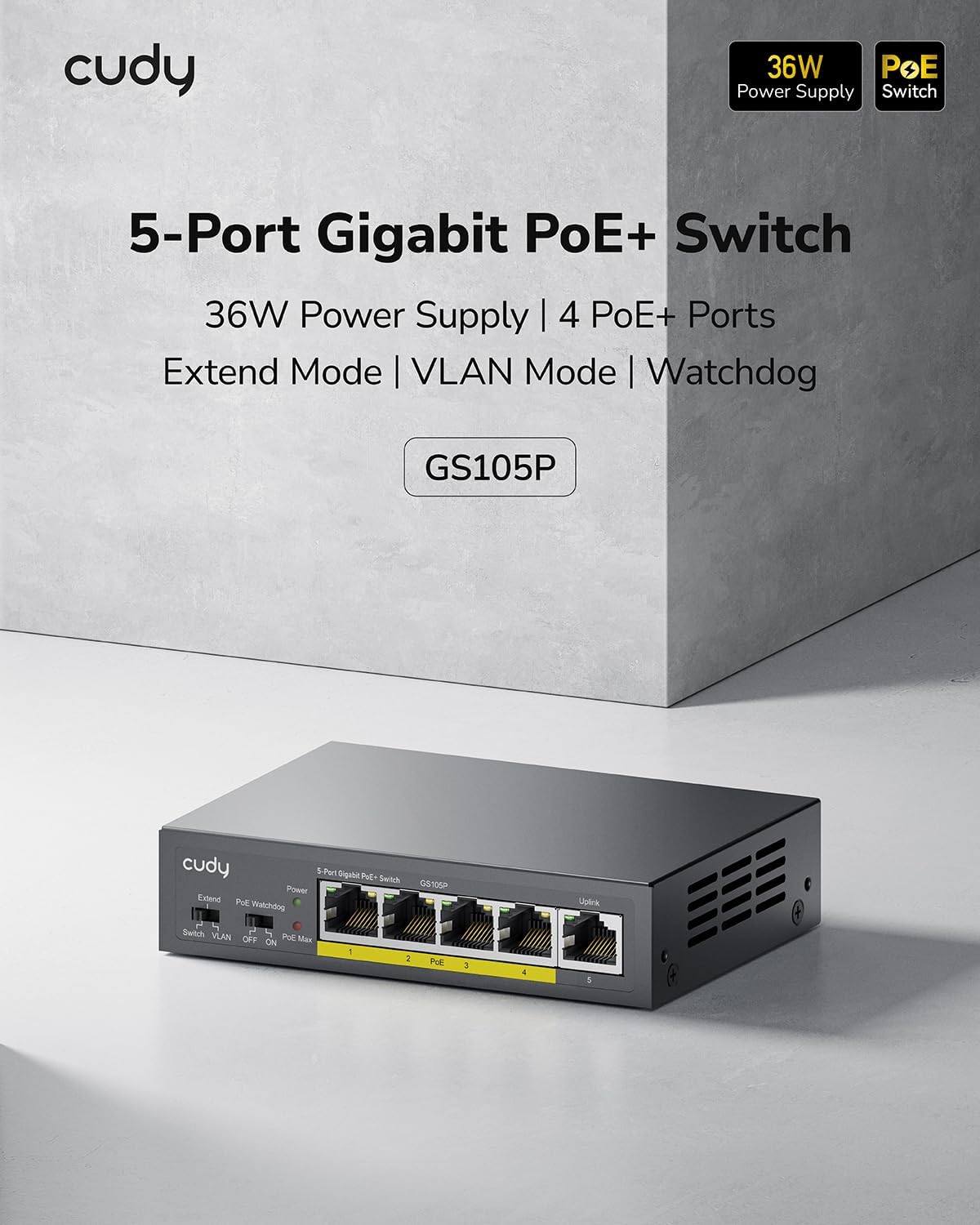 Switch Gigabit PoE+ a 5 porte, GS105P - Miniatura 4