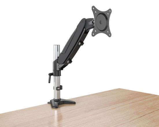 Supporto Tubolare a Gas da Scrivania per Monitor 15-27'' 360mm Nero - Miniatura 4