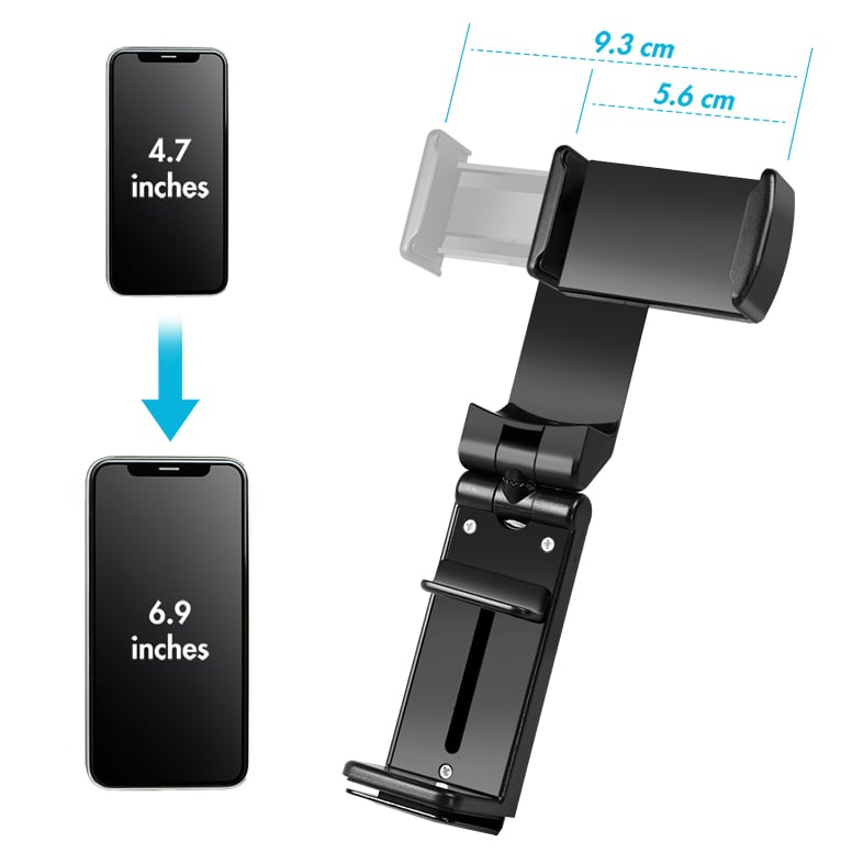 Supporto Porta Smartphone 4,7–6,9'' con Rotazione 360° Nero - Miniatura 4