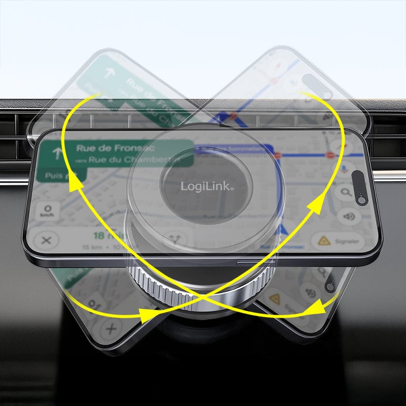 Supporto Magnetico per Smartphone con Chiusura a Rotazione e Ventosa, Nero/Bronzo - Miniatura 4