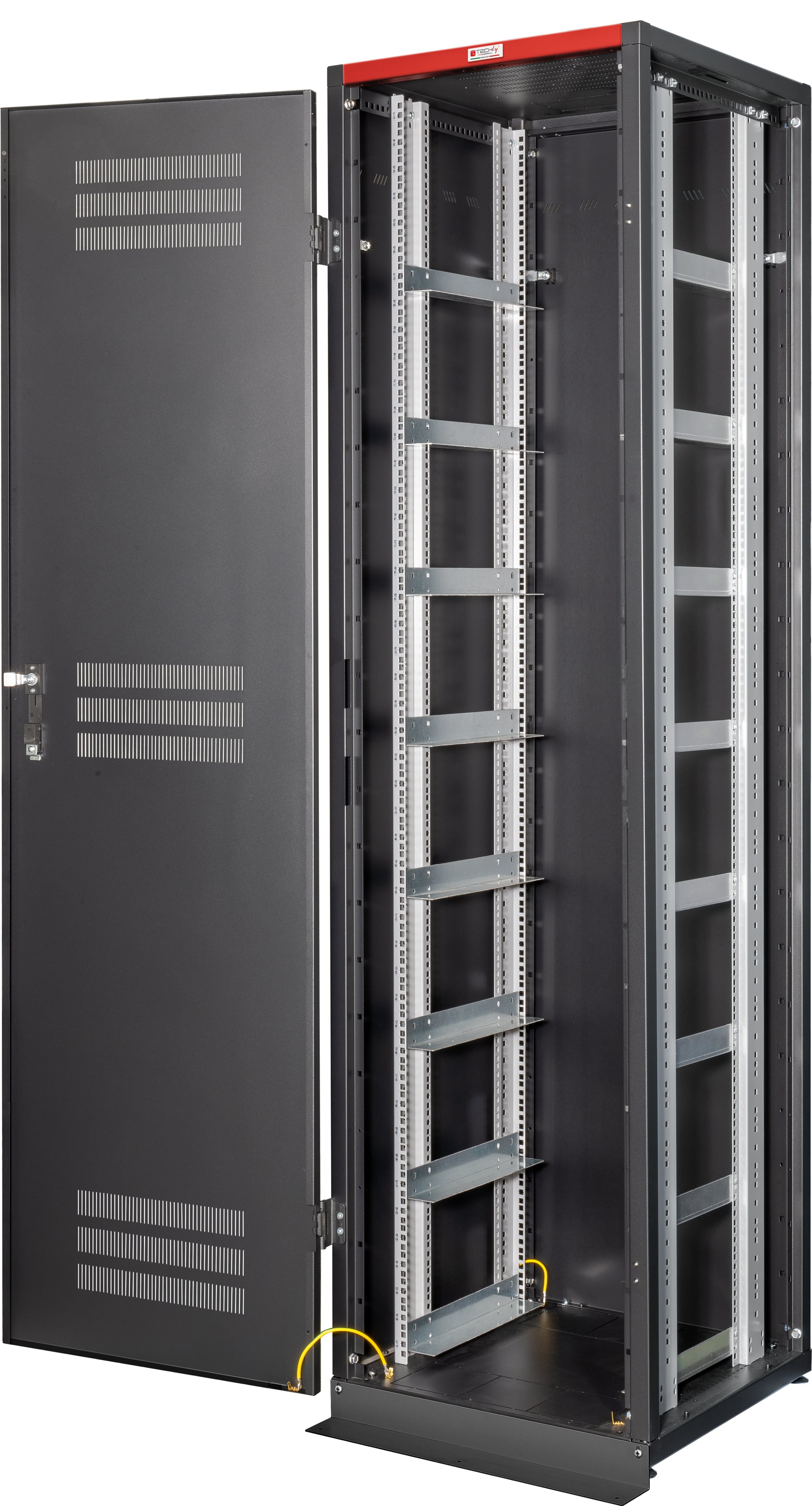 Armadio Rack 19'' 600x600 47U per Batterie Fotovoltaico Nero - Miniatura 4