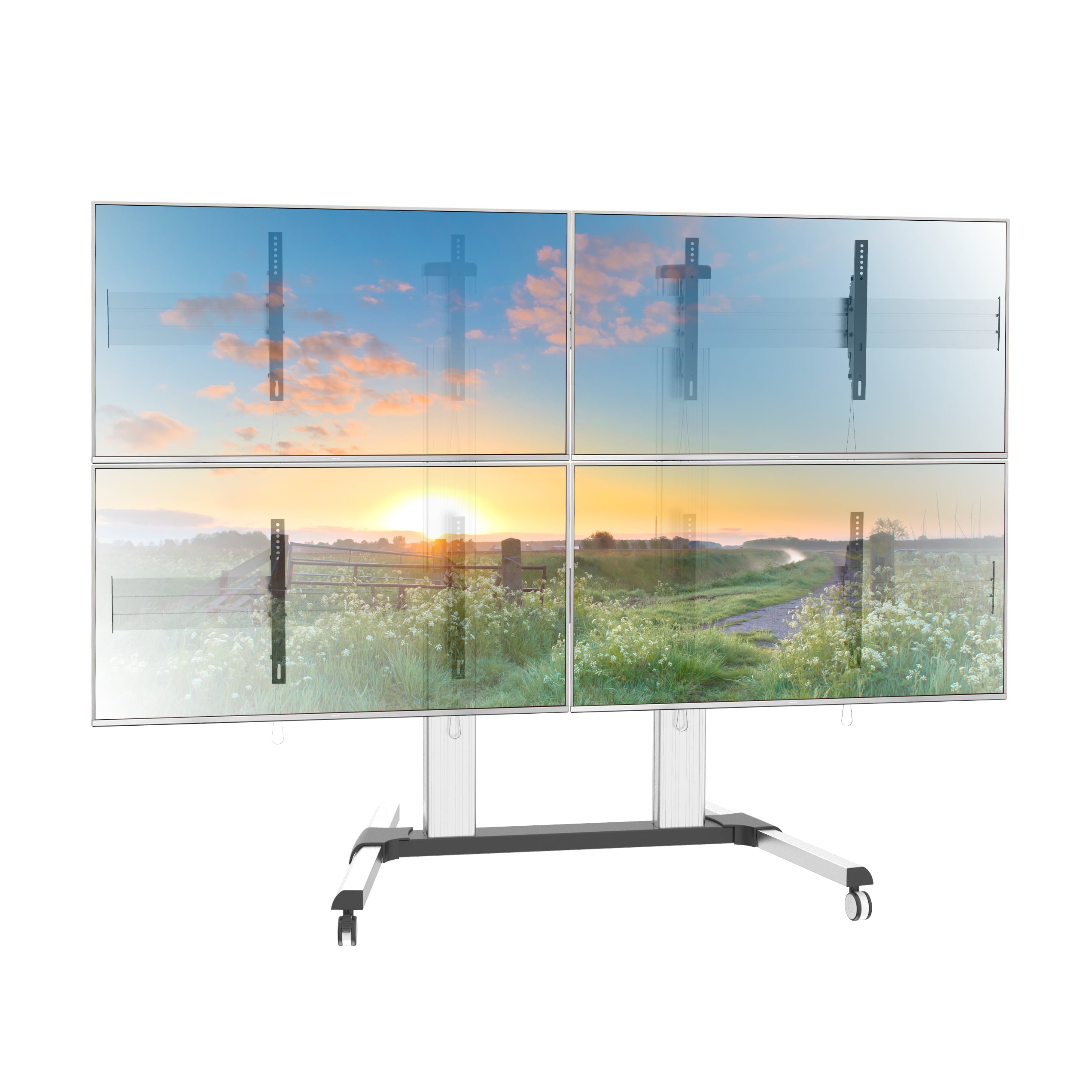 Supporto a Pavimento per 4 TV LCD/LED 32-60'' per Video Wall - Miniatura 4