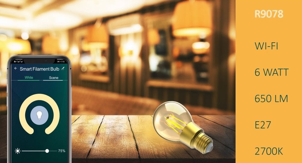 Lampadina LED E27 con Filamento Smart Controllo Vocale Alexa F, R9078 - Miniatura 4