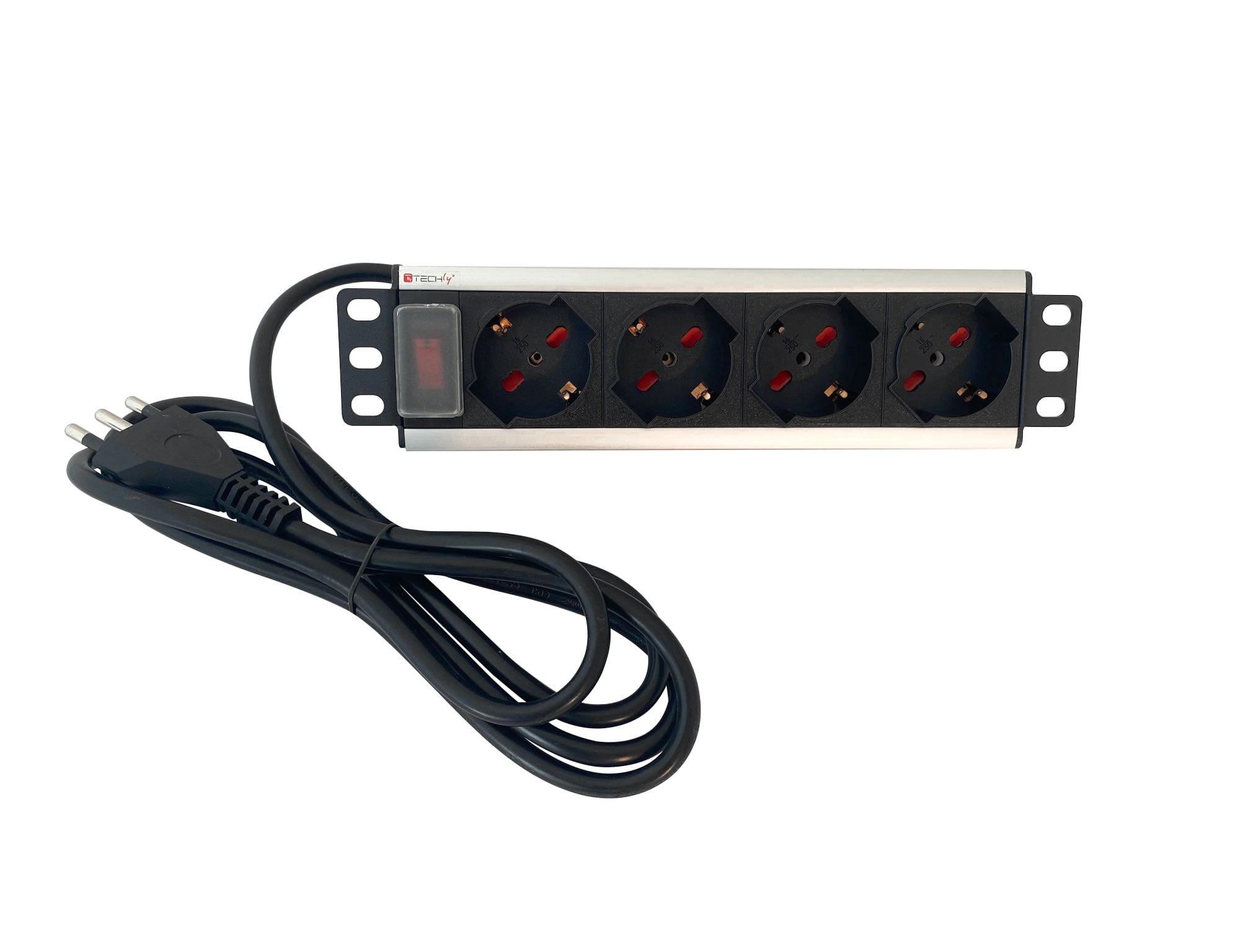 Multipresa 4 posti UNEL da Rack 10'' con Interruttore Spina Italiana 1,5U - Miniatura 4