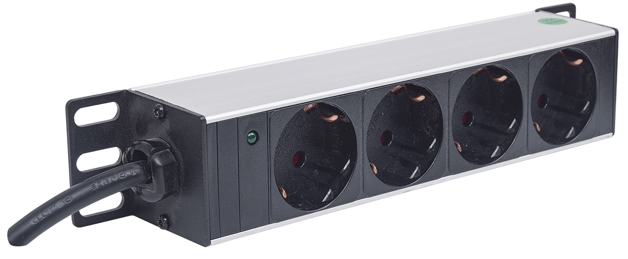 Multipresa Schuko 4 posti da Rack 10'' con Spina Schuko Angolata 1U - Miniatura 4