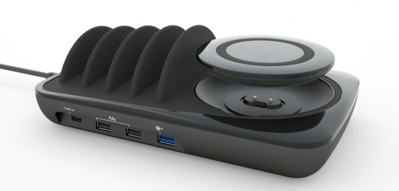 Docking Station USB 5 posti con Caricabatterie Wireless Removibile - Miniatura 4