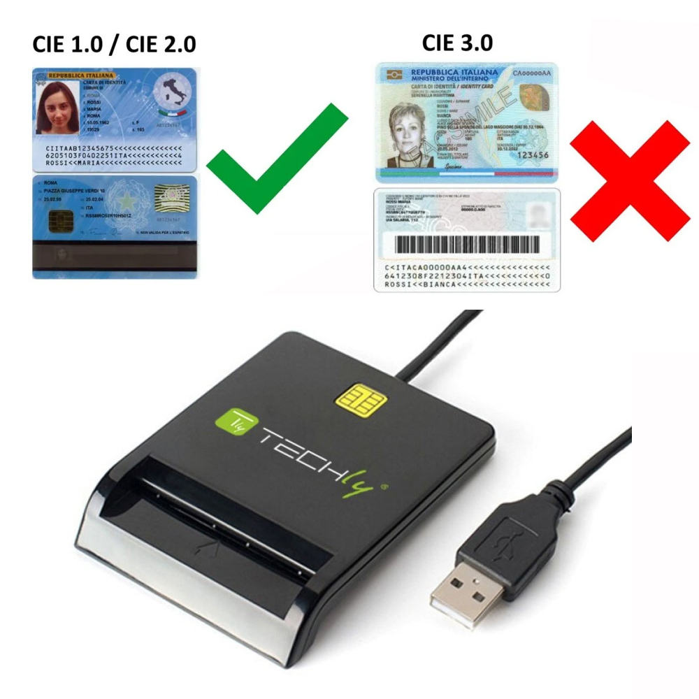 Lettore di Smart Card USB Esterno Nero - Miniatura 4
