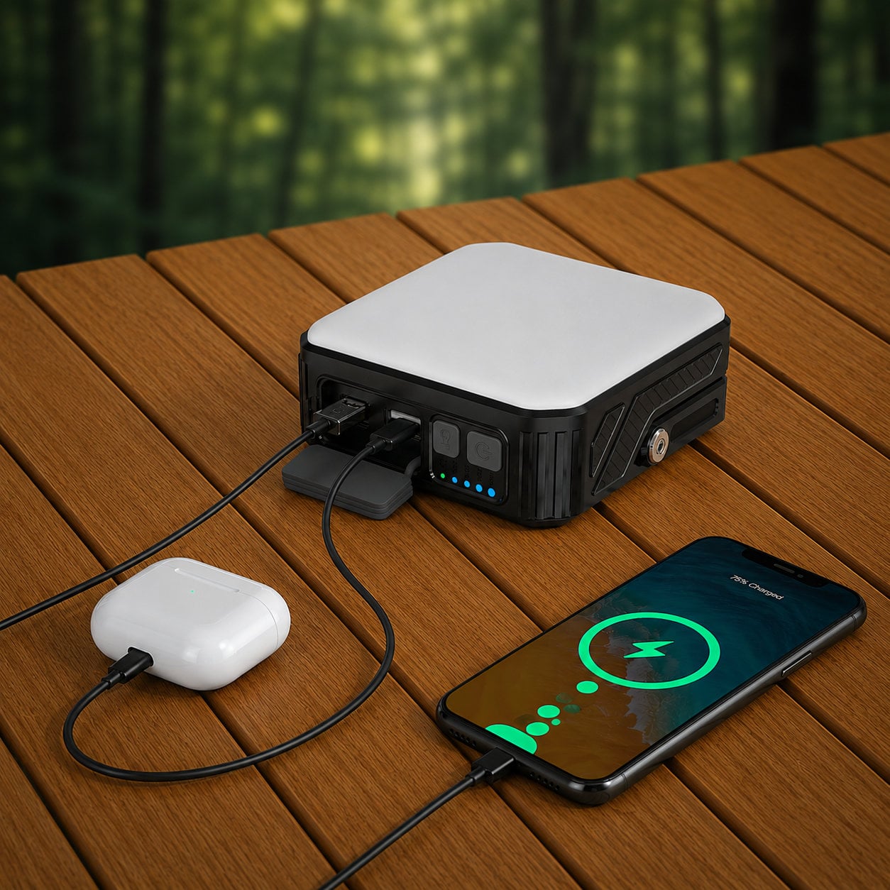 Powerbank Outdoor Energia Solare 10000 mAh con Lampada da Campeggio/Torcia IP65 2xUSB, Nero - Miniatura 4