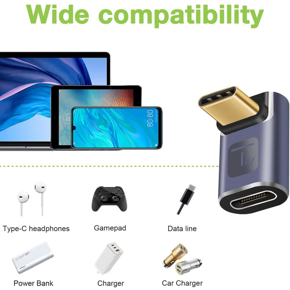 Adattatore USB-C™ Maschio/Femmina Angolato 90° 40Gbps 4K e 8K - Miniatura 4