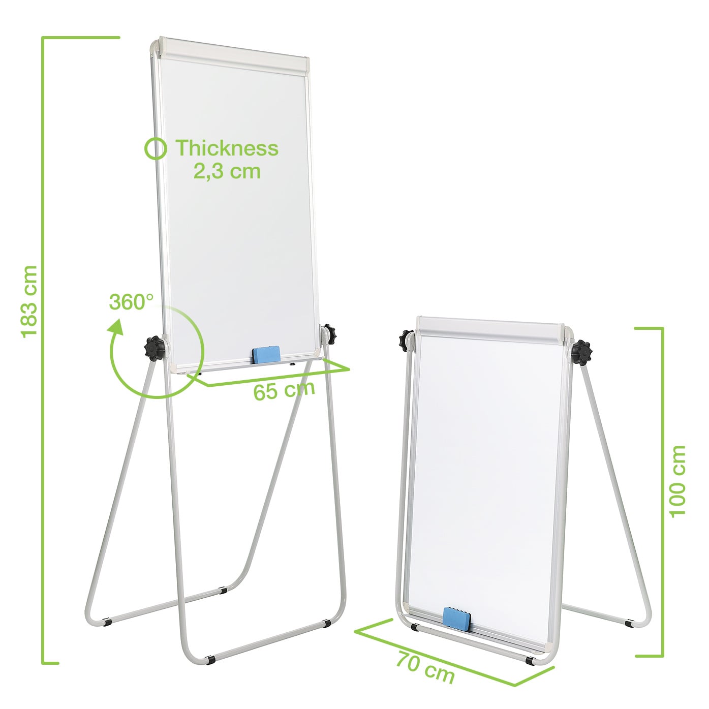 Lavagna Magnetica Bifacciale Flipchart Portatile 70x100 cm con Supporto - Miniatura 4