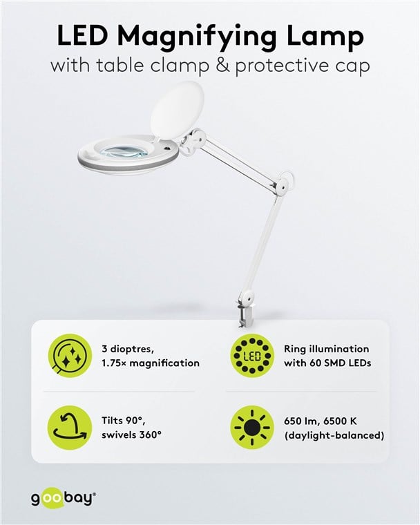 Lampada LED con Lente d'ingrandimento a 3 Diottrie 8W Attacco a Morsetto - Miniatura 4