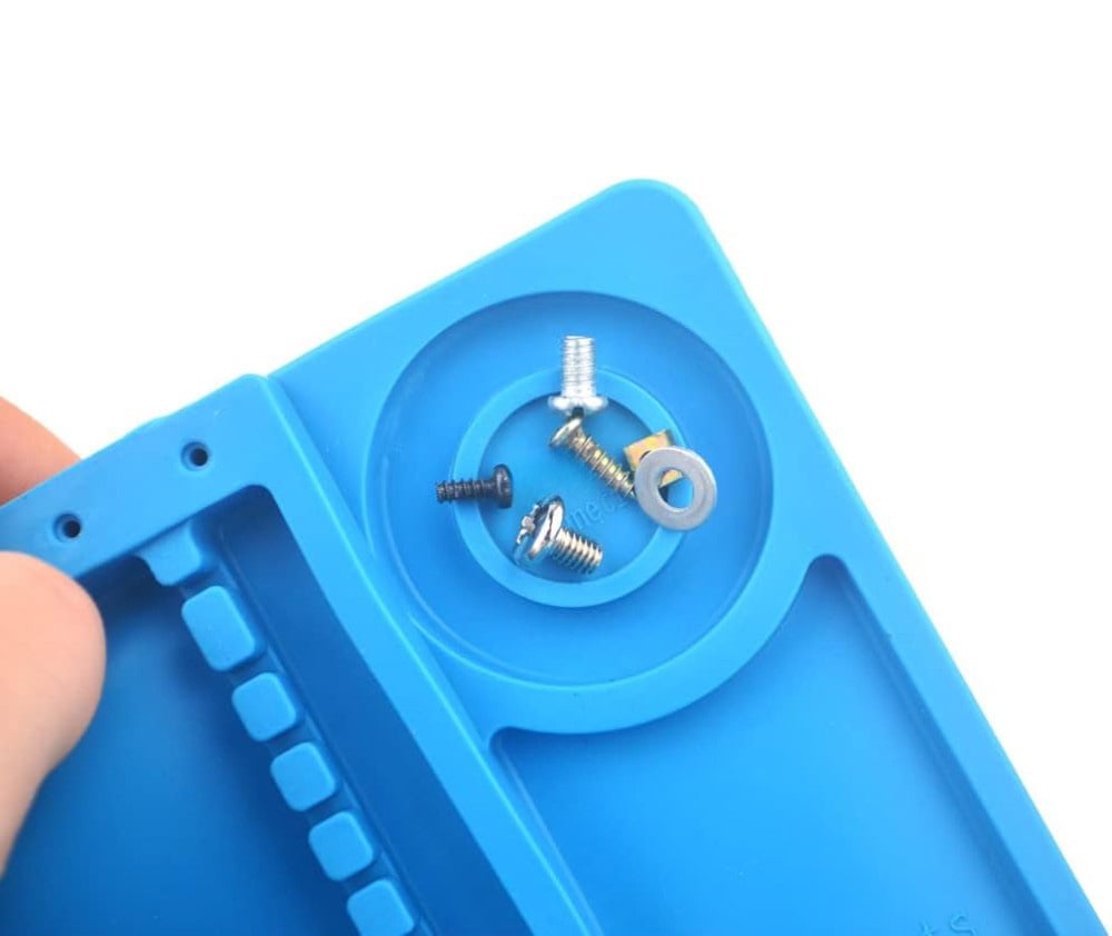 Tappeto da Saldatura e Riparazione Antiscivolo Magnetico 45 x 30 cm in Silicone Blu - Miniatura 4