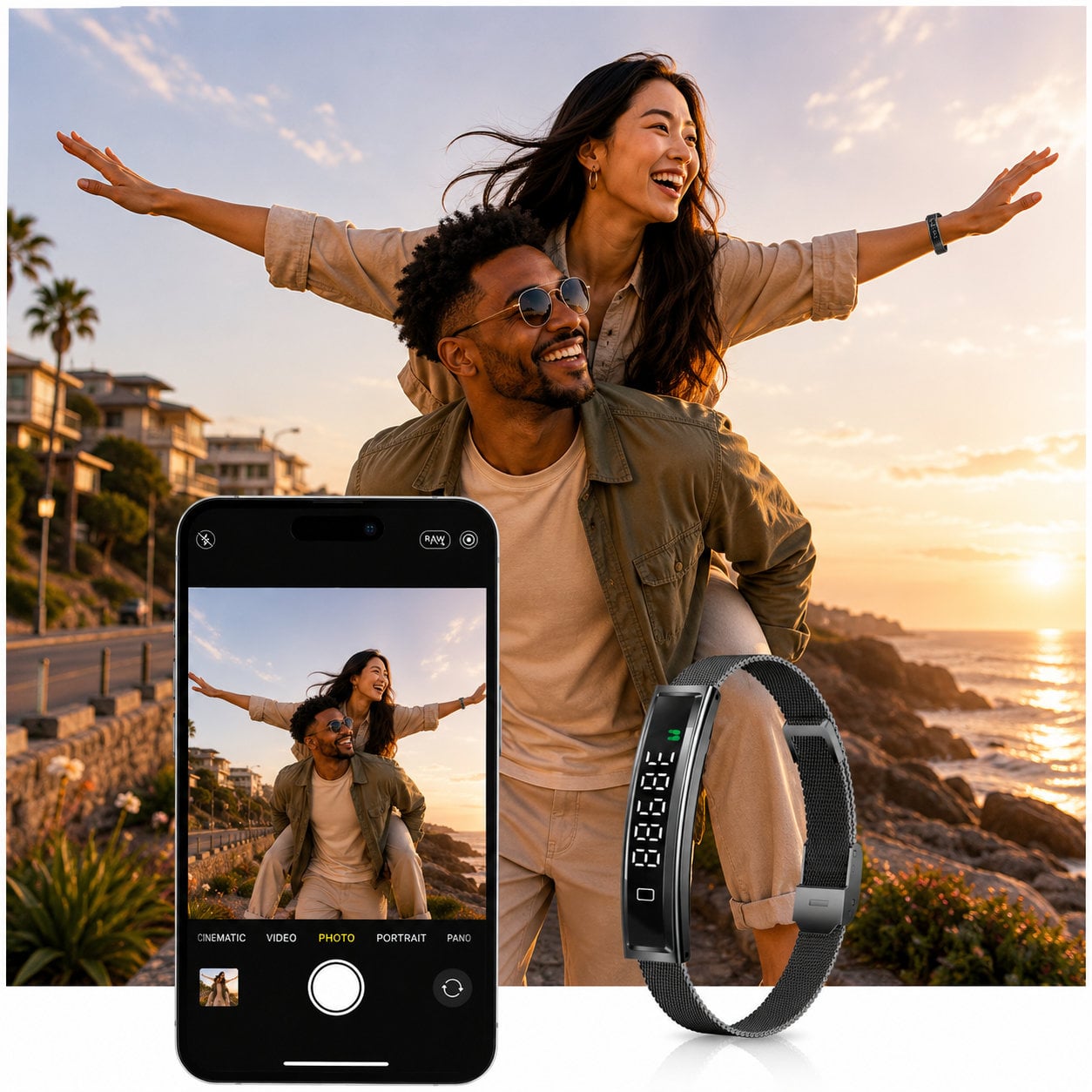 Bracciale Smart Fitness Bluetooth 5.3, Nero - Miniatura 4