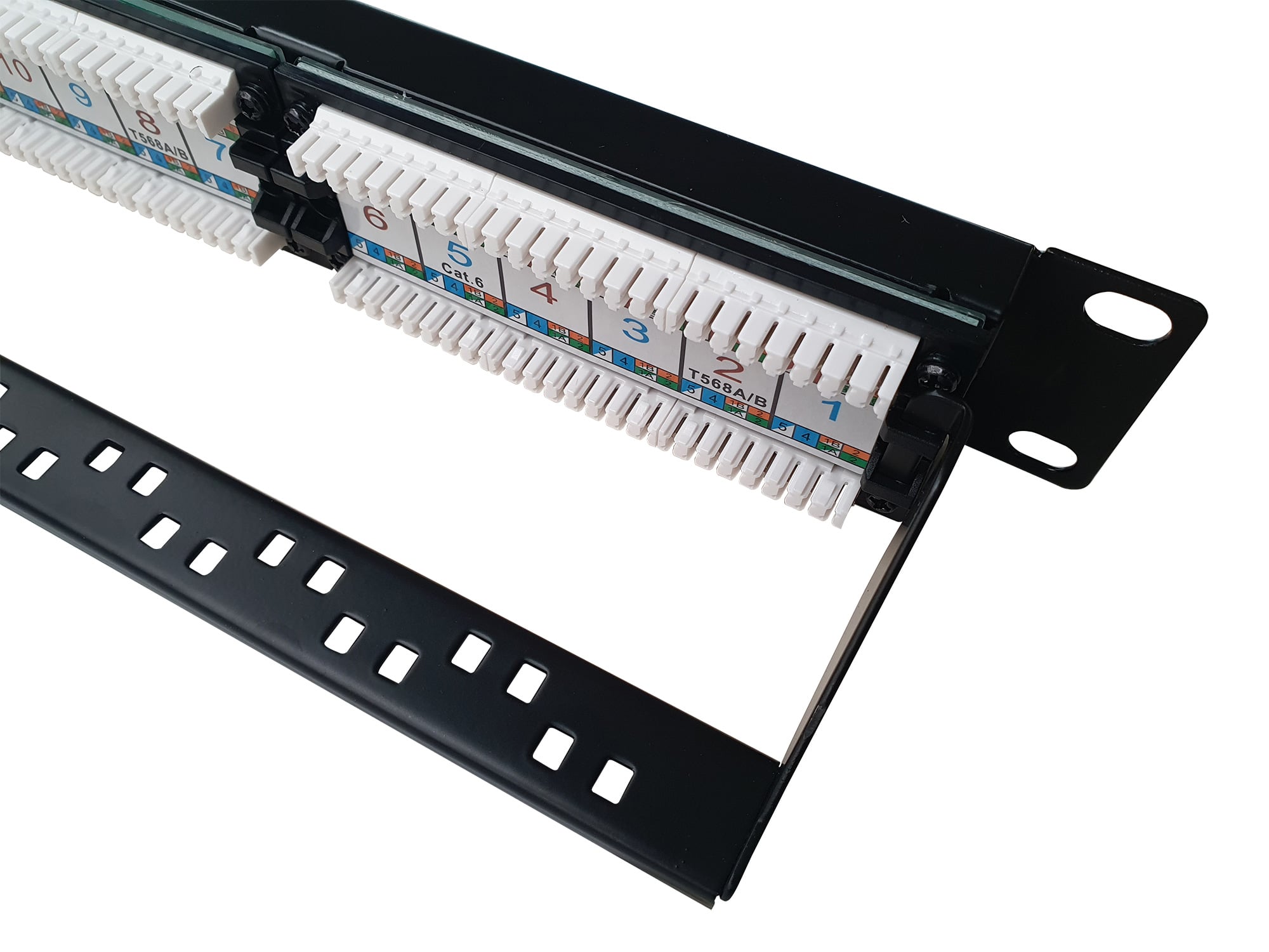 Pannello Patch UTP 24 Posti RJ45 Cat.6 con barra gestione cavi - Miniatura 4
