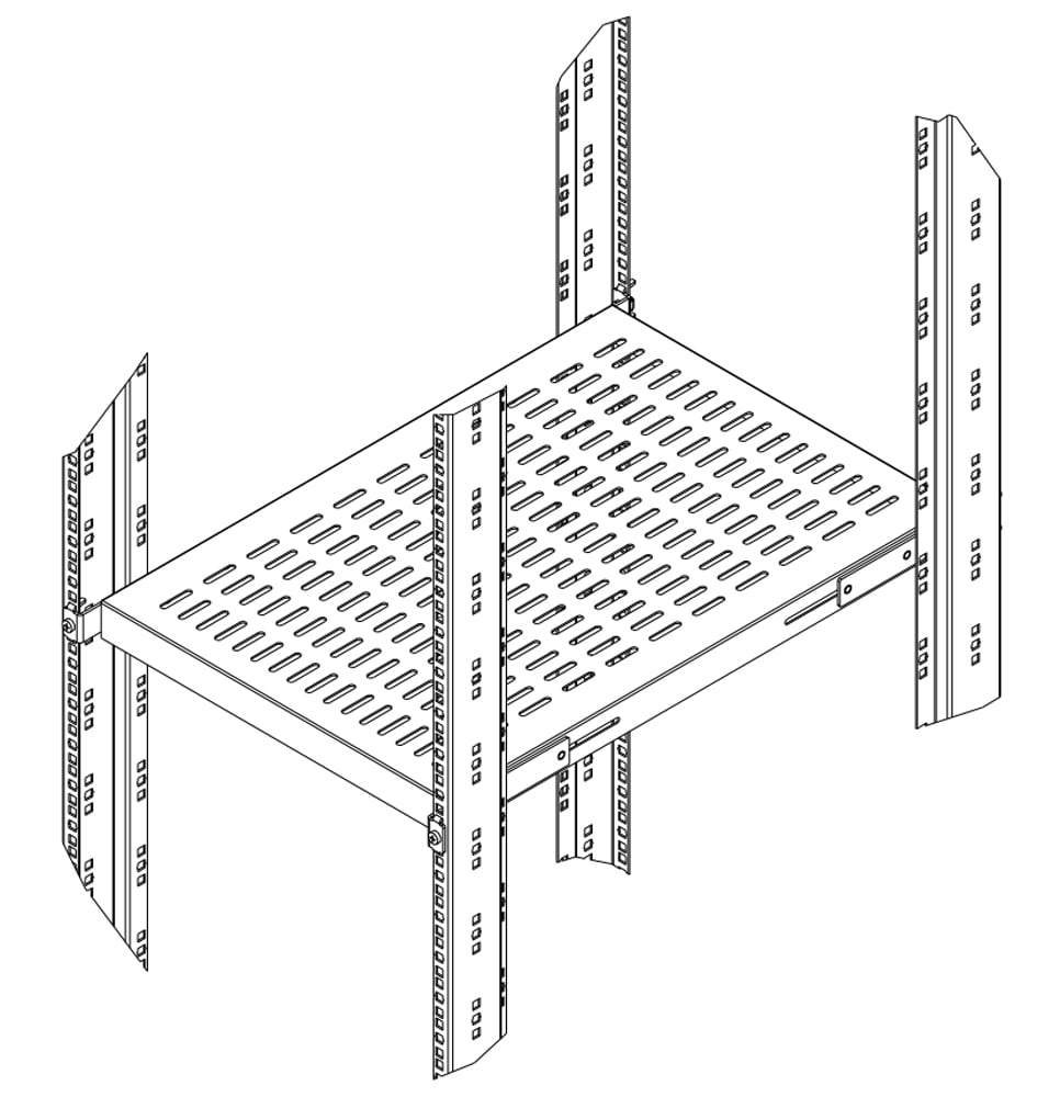 Base per Armadi 19'' Ripiano a Profondità Adattabile per Server Rack 1U Nero - Miniatura 4
