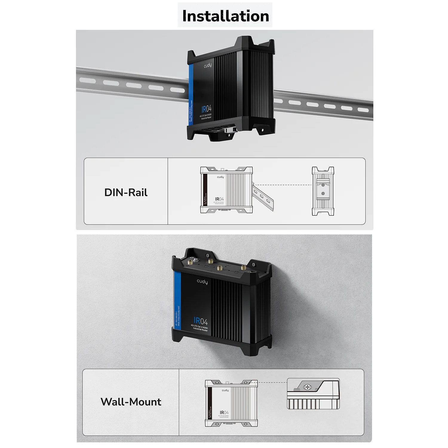 Router Wi-Fi Industriale 4G LTE con Sim Cat 4 N300 PoE, IR04 - Miniatura 4