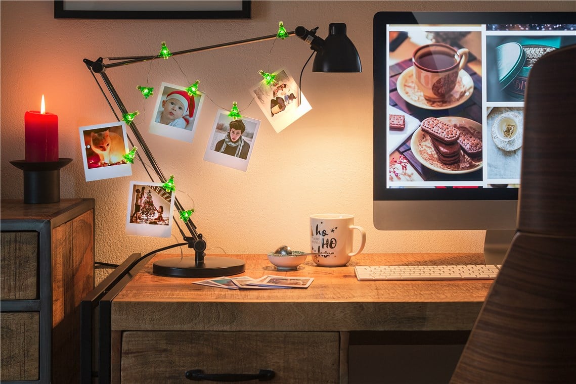 Stringa 10 LED con Clip Albero Natale per Appendere Foto IP20 con Timer - Miniatura 4