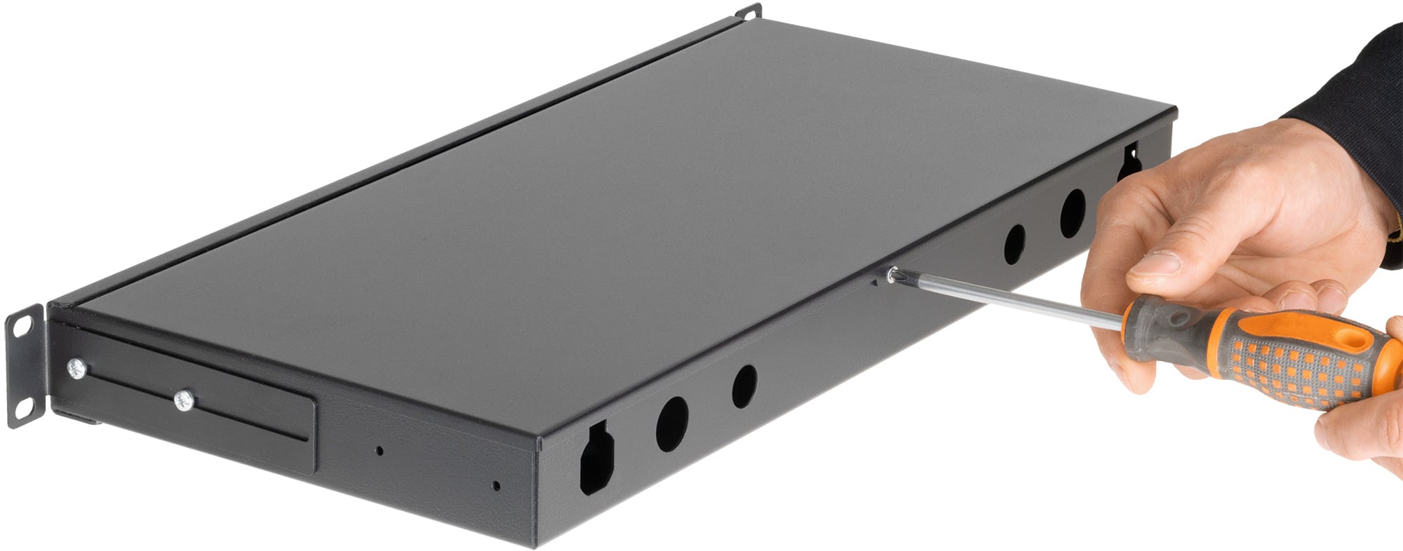 Cassetto Ottico 19'' 24 porte ST Nero Fisso - Miniatura 4