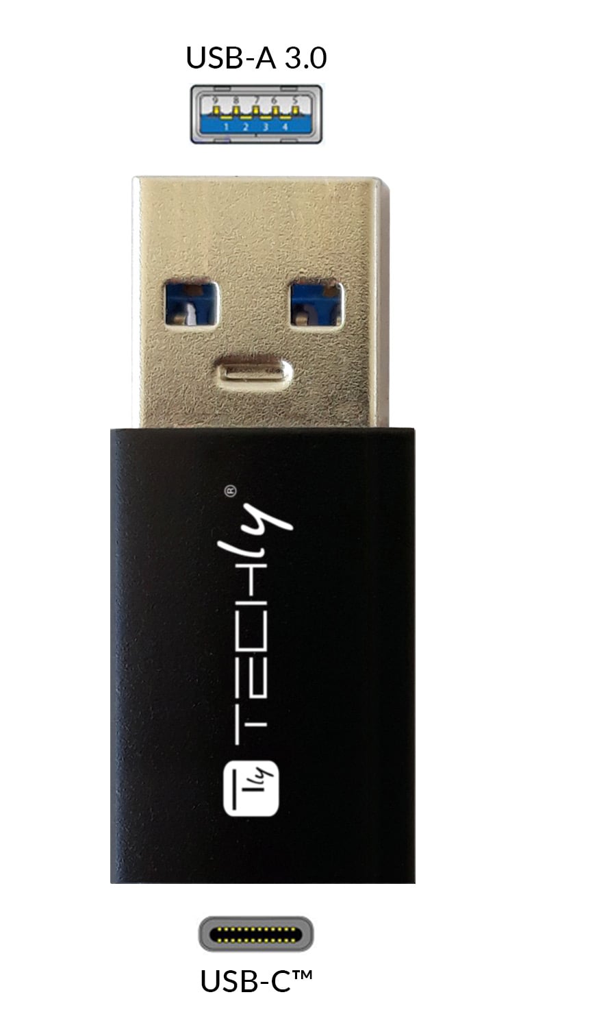 Adattatore Convertitore USB 3.2 USB A Maschio a USB-C™ Femmina Nero - Miniatura 4