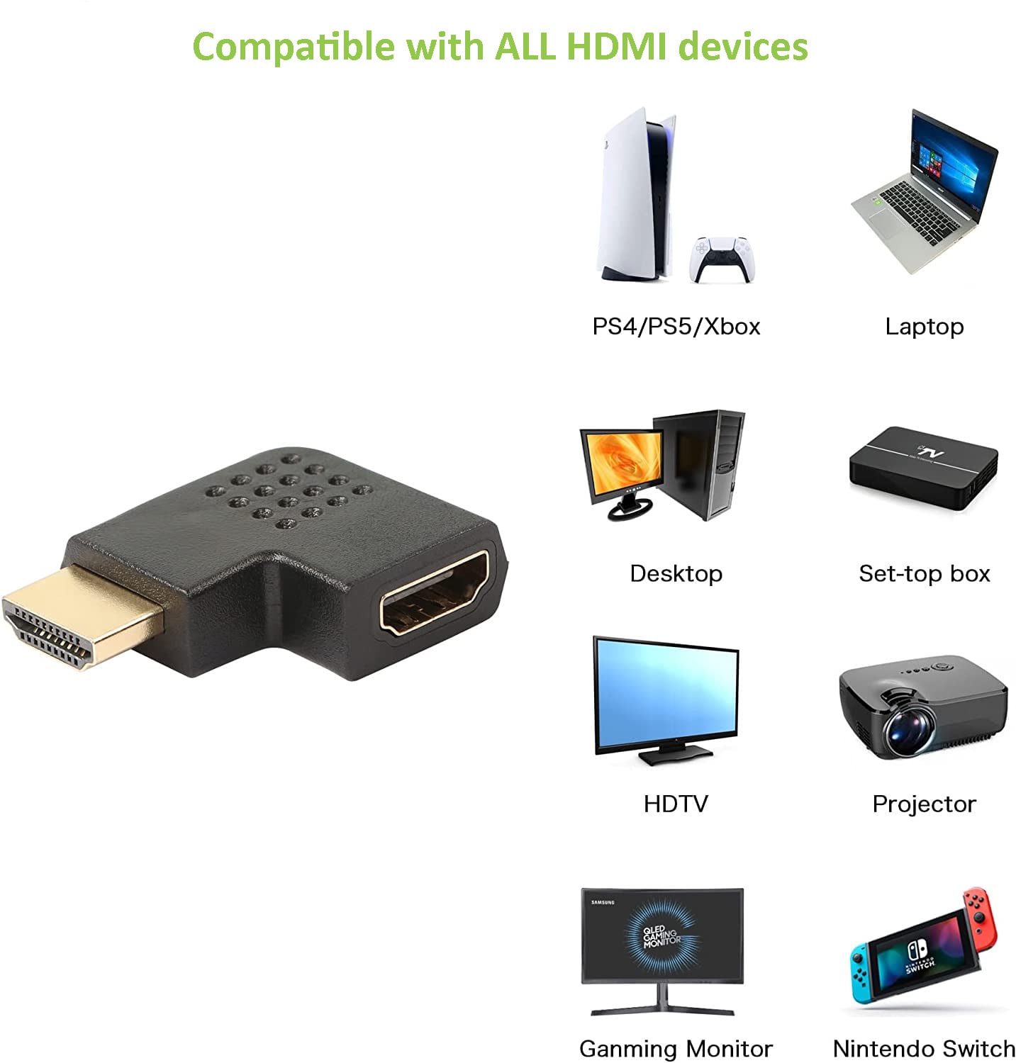 Adattatore HDMI Maschio / Femmina Angolato 90° - Miniatura 4
