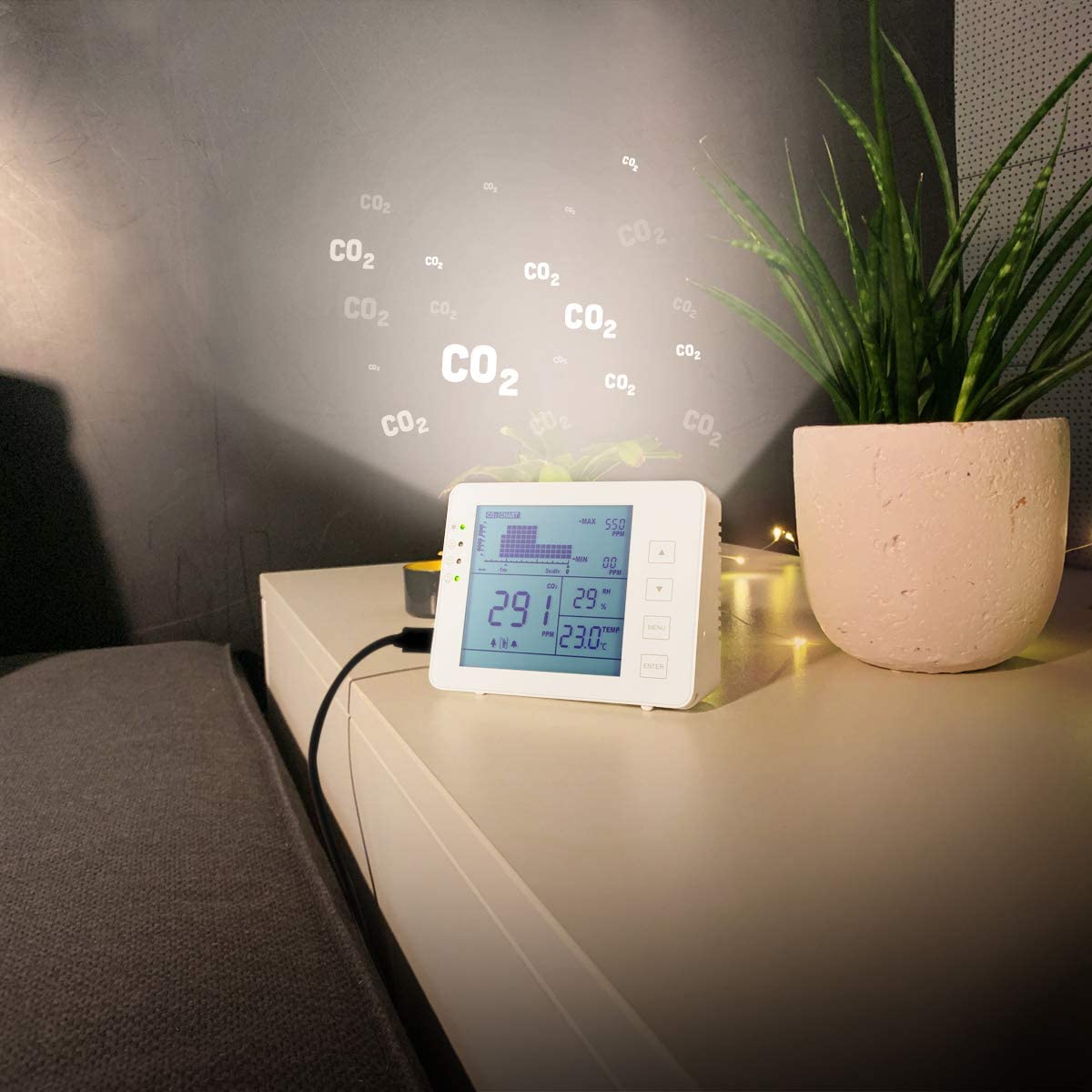 Misuratore di CO2 5000ppm con Allarme Indicatore Temperatura e Umidità - Miniatura 4