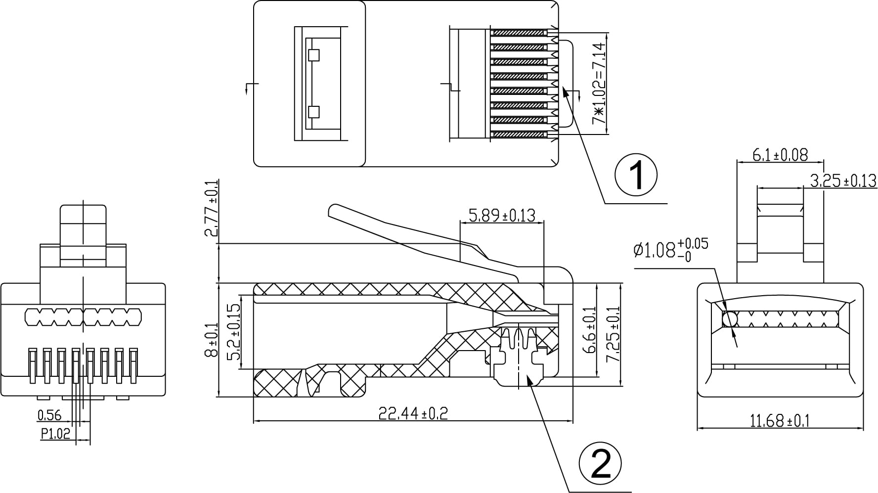 Confezione 100 Plug modulari RJ45 Passanti Cat6 UTP - Miniatura 4