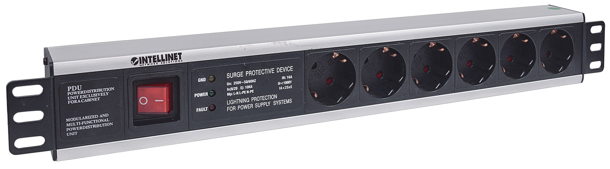 Multipresa per Rack 19'' 6 posti Spina Schuko Angolata 1.5U - Miniatura 4