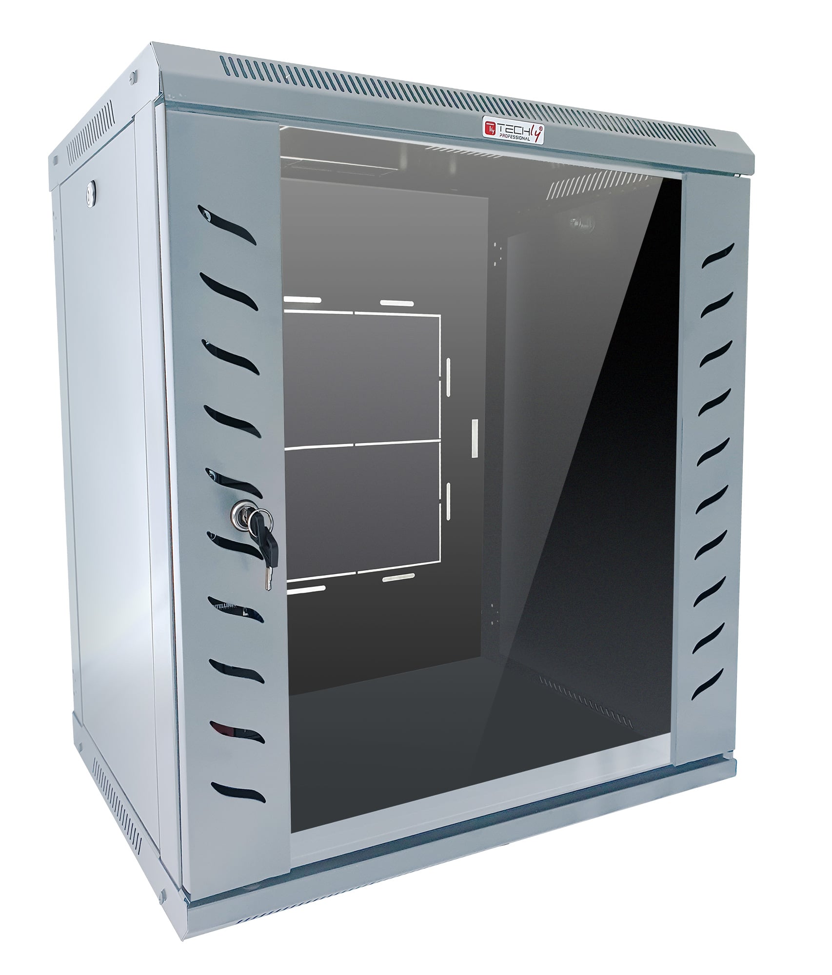 Armadio Rack 19'' a Muro 9 Unità P.450 mm Flat Pack Grigio - Miniatura 4
