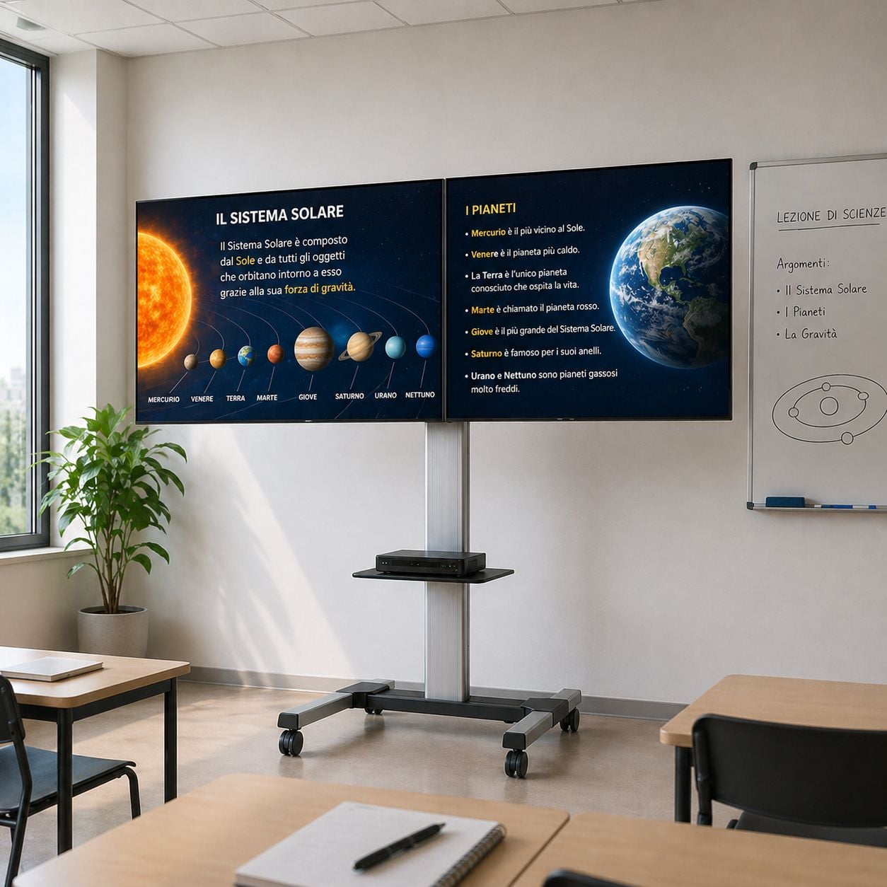 Supporto a Pavimento per 2 TV LED/LCD 25-55'' per Video Wall - Miniatura 4