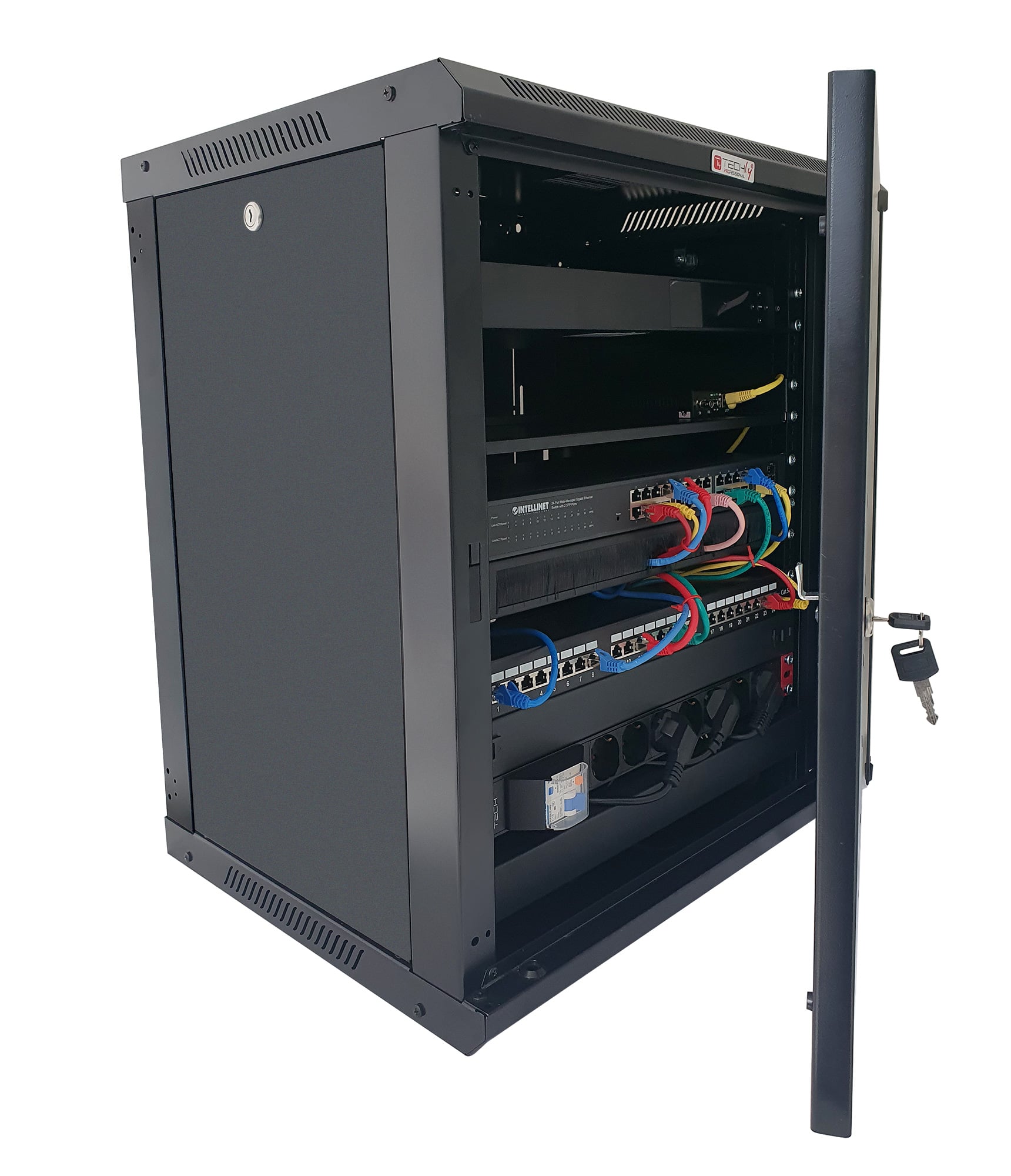 Armadio Rack 19'' a Muro 15 Unità P.600 mm Flat Pack Nero - Miniatura 4