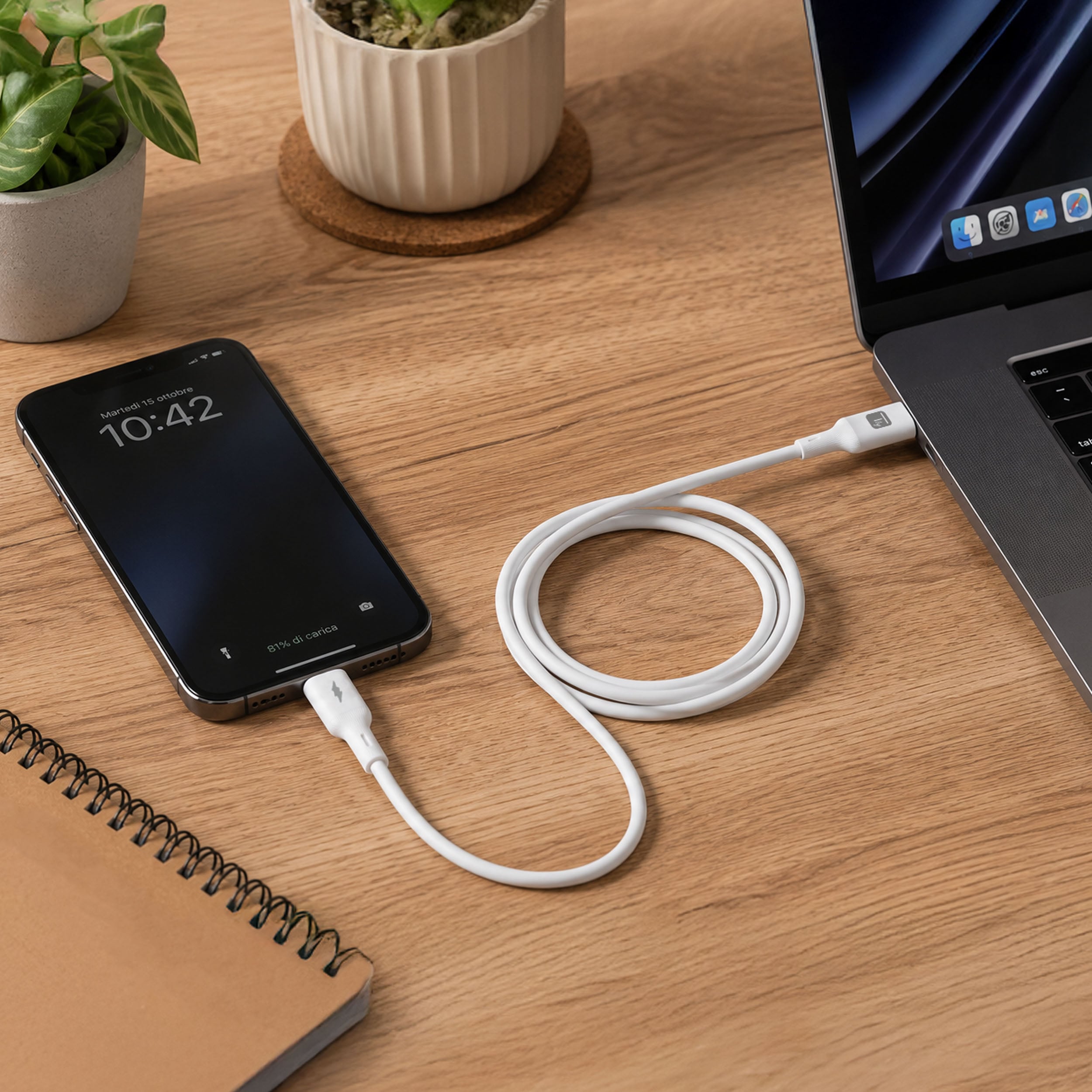 Cavo USB-C™ Maschio / USB-C™ Maschio 2.0 PD 60W 1,5 m Silicone con Led, Bianco - Miniatura 4