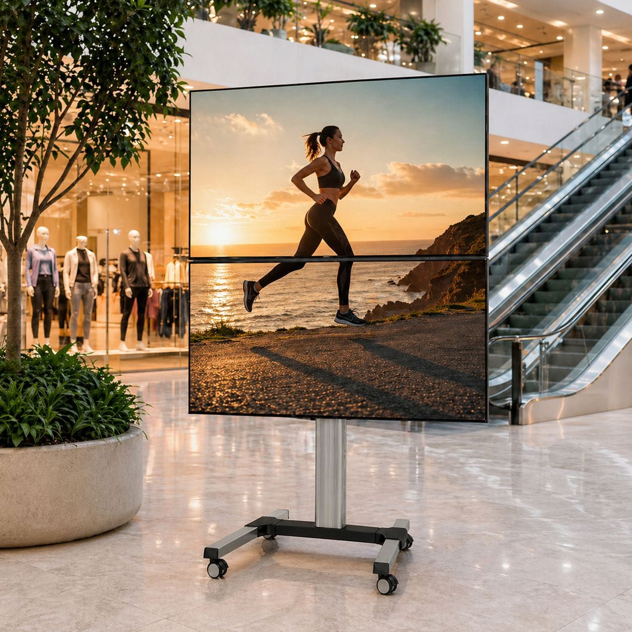 Supporto a Pavimento per 2 TV LCD/LED 32-60'' per Video Wall - Miniatura 4