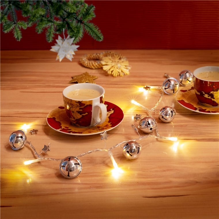 Stringa 10 LED Campanello IP20 Bianco Caldo a Batteria con Timer - Miniatura 4