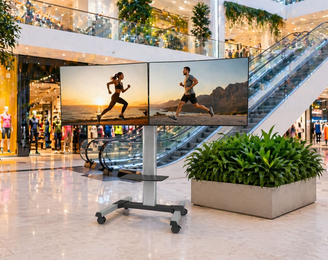 Supporto a Pavimento per 2 TV LED/LCD 25-55'' per Video Wall - Miniatura 5