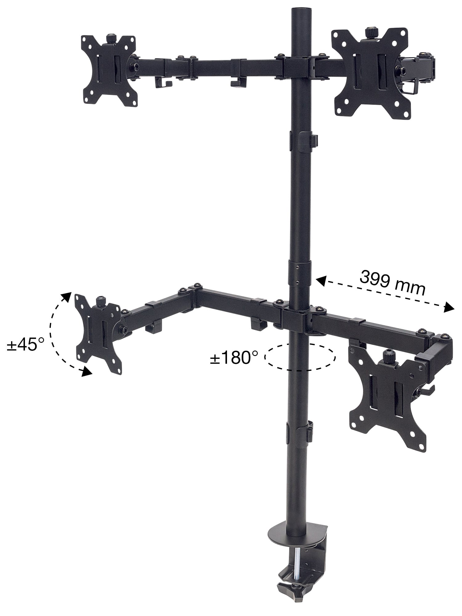 Supporto da Scrivania per 4 Monitor 13-32'' con Morsetto - Miniatura 5
