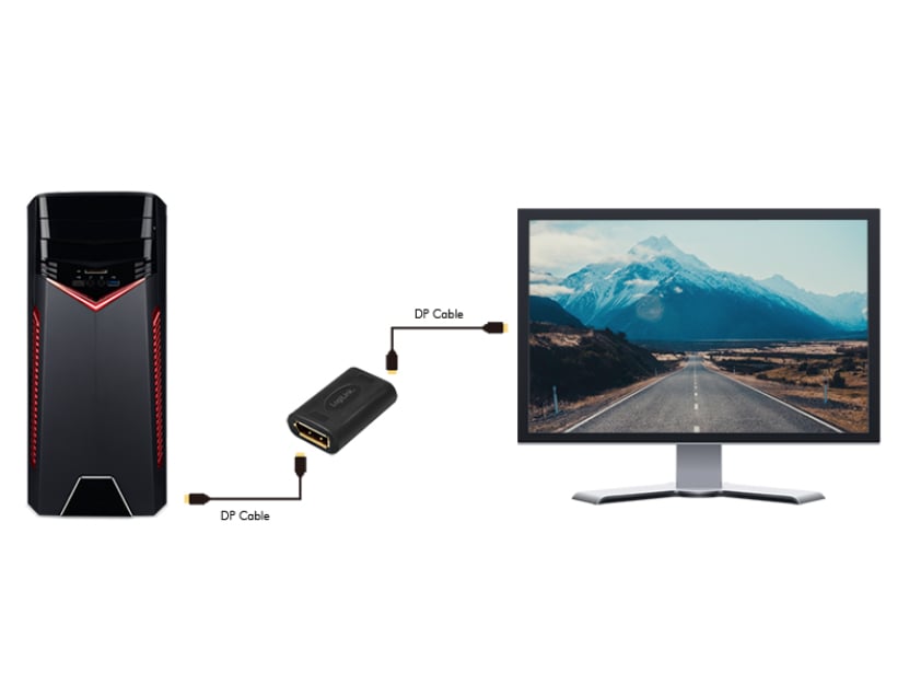 Extender Ripetitore DisplayPort DP F a DP F UHD 8K@60Hz Nero - Miniatura 5