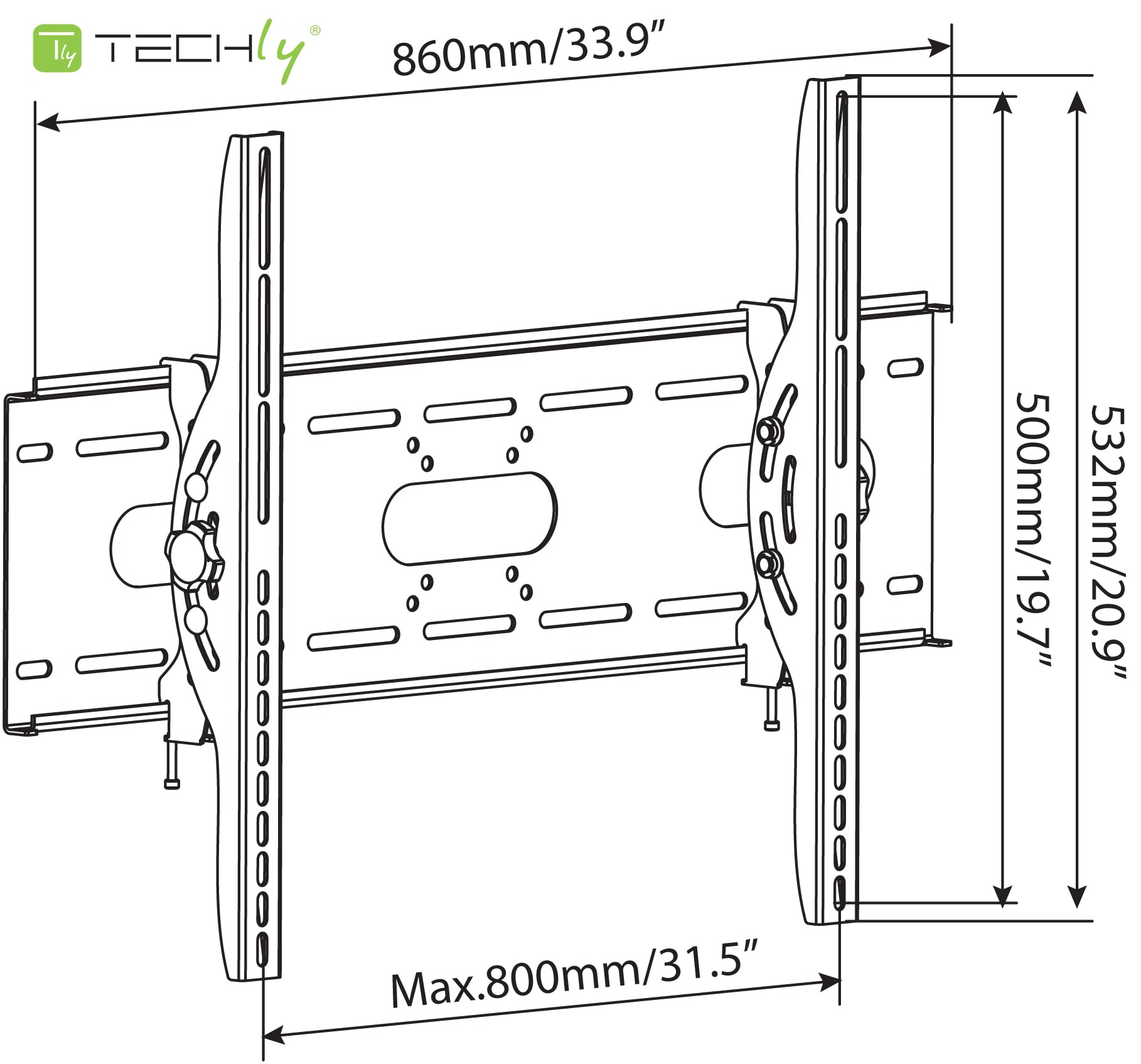 Supporto a Muro Inclinabile per TV LED LCD 42-80'' Nero - Miniatura 5