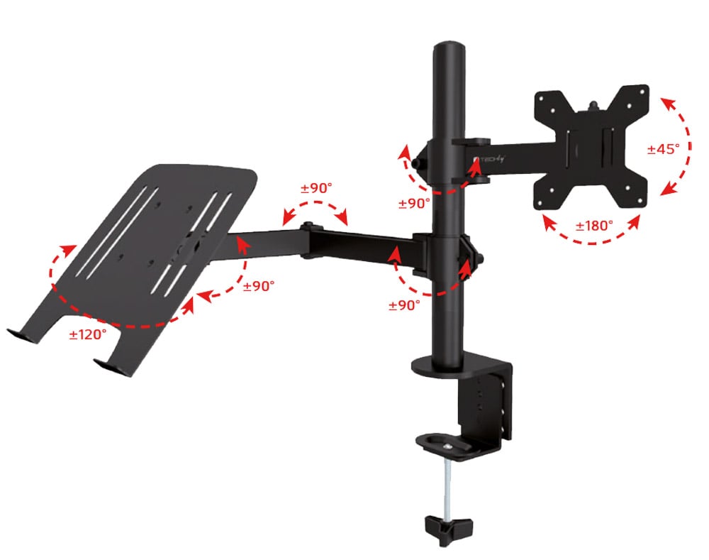 Supporto da Scrivania Braccio per Monitor 13-32'' e Mensola per Laptop - Miniatura 5