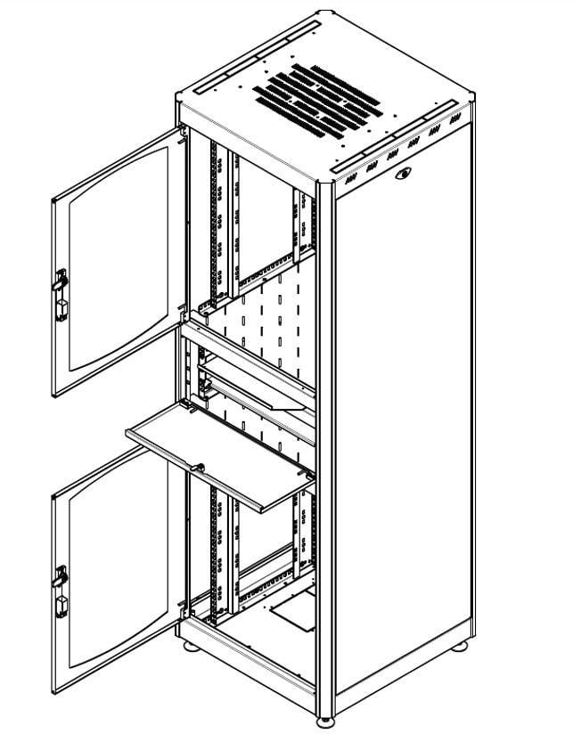 Armadio Rack 19'' 600x600 38U con Ripiano Tastiera Grigio - Miniatura 5