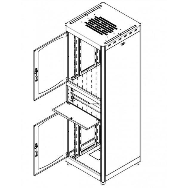 Armadio Rack 19'' 600x800 38U con Ripiano Tastiera Grigio - Miniatura 5
