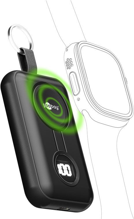 Power Bank Wireless Magnetico per Apple Watch con LED 2.500 mAh 2,5W Nero - Miniatura 5