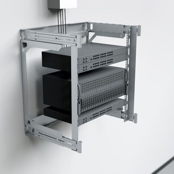 Armadio Rack 19'' a Muro 12U da Assemblare Profondità 400-600 mm Grigio - Miniatura 5