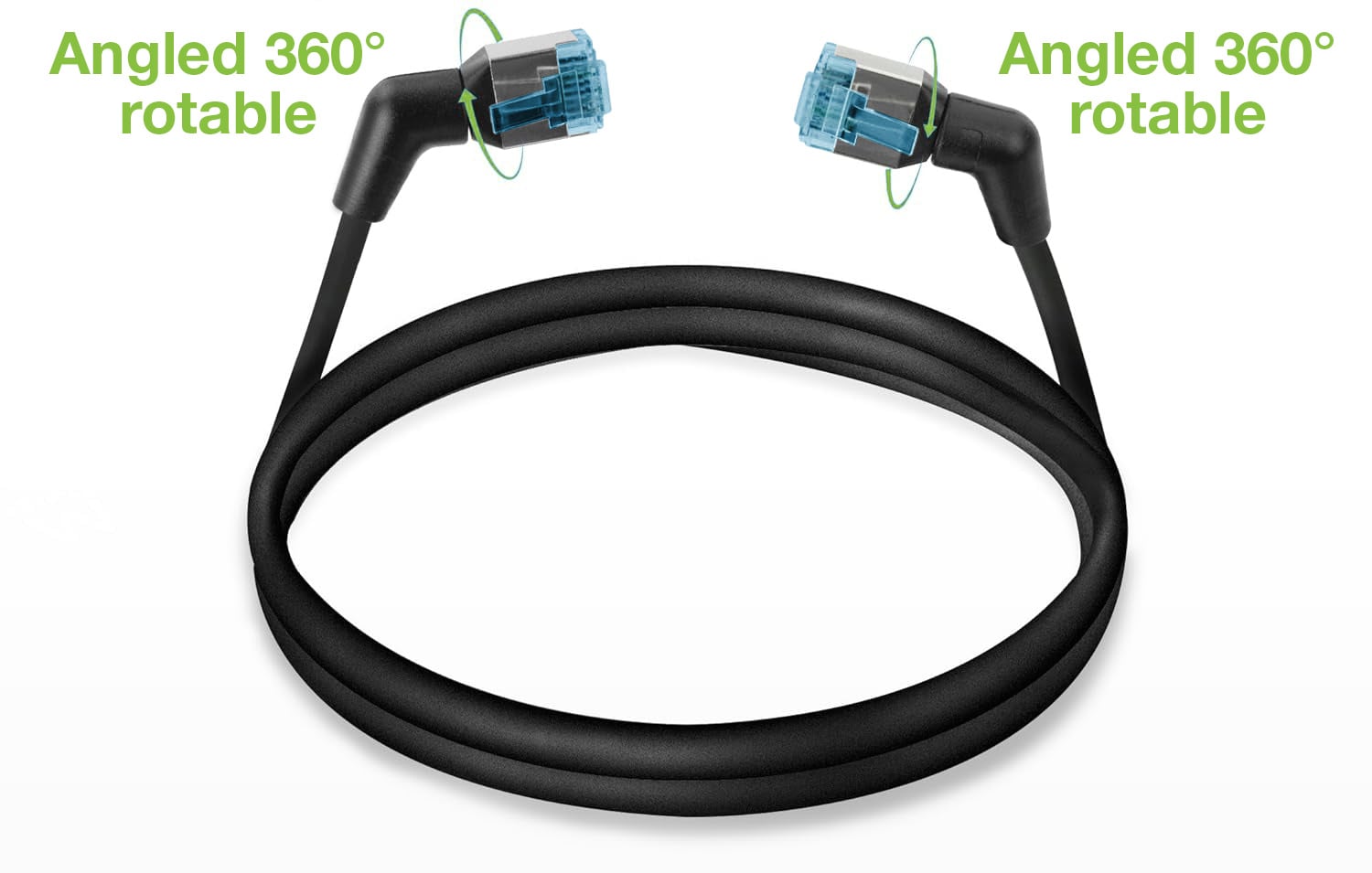 Cavo di rete Patch Slim Angolato 90° Rame TPE Cat. 6A Nero UTP 0,5 m - Miniatura 5