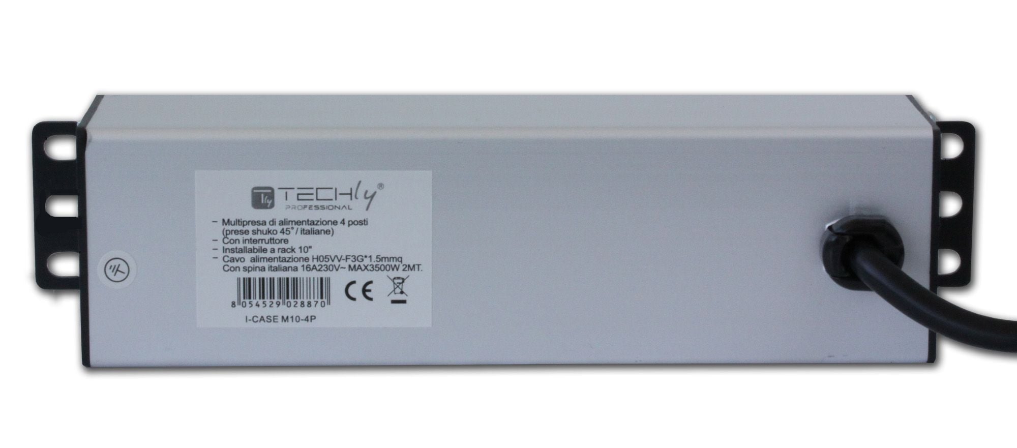Multipresa 4 posti UNEL da Rack 10'' con Interruttore Spina Italiana 1,5U - Miniatura 5