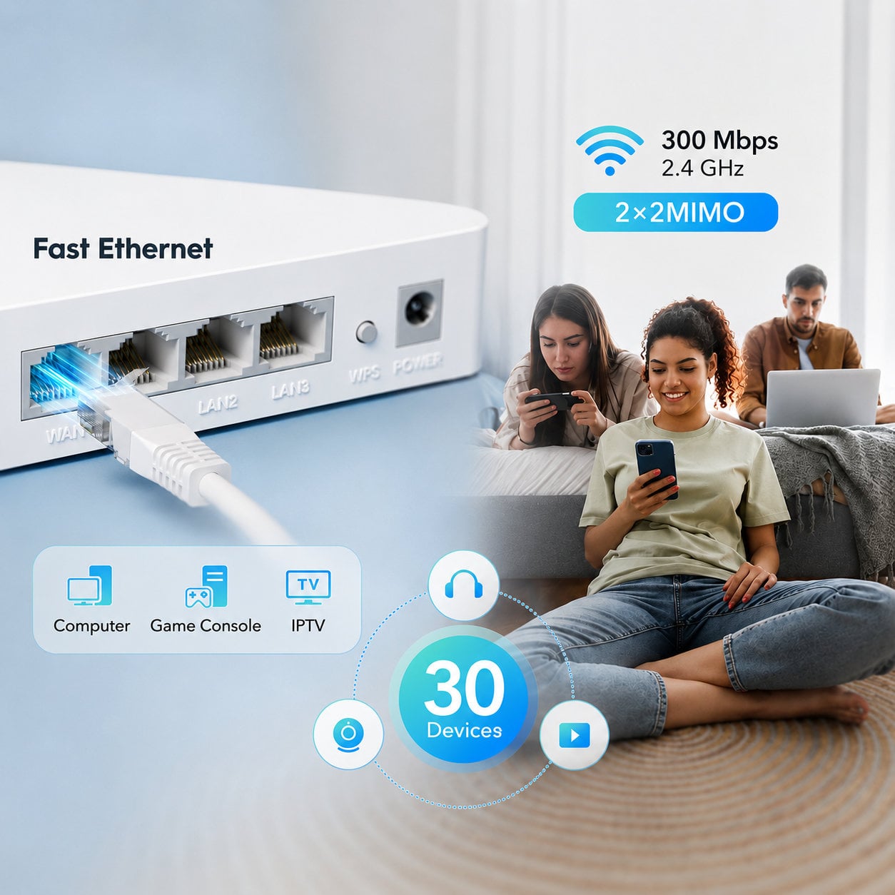 Mesh Router Wifi 300Mbps 2.4 GHz, WR300 - Miniatura 5