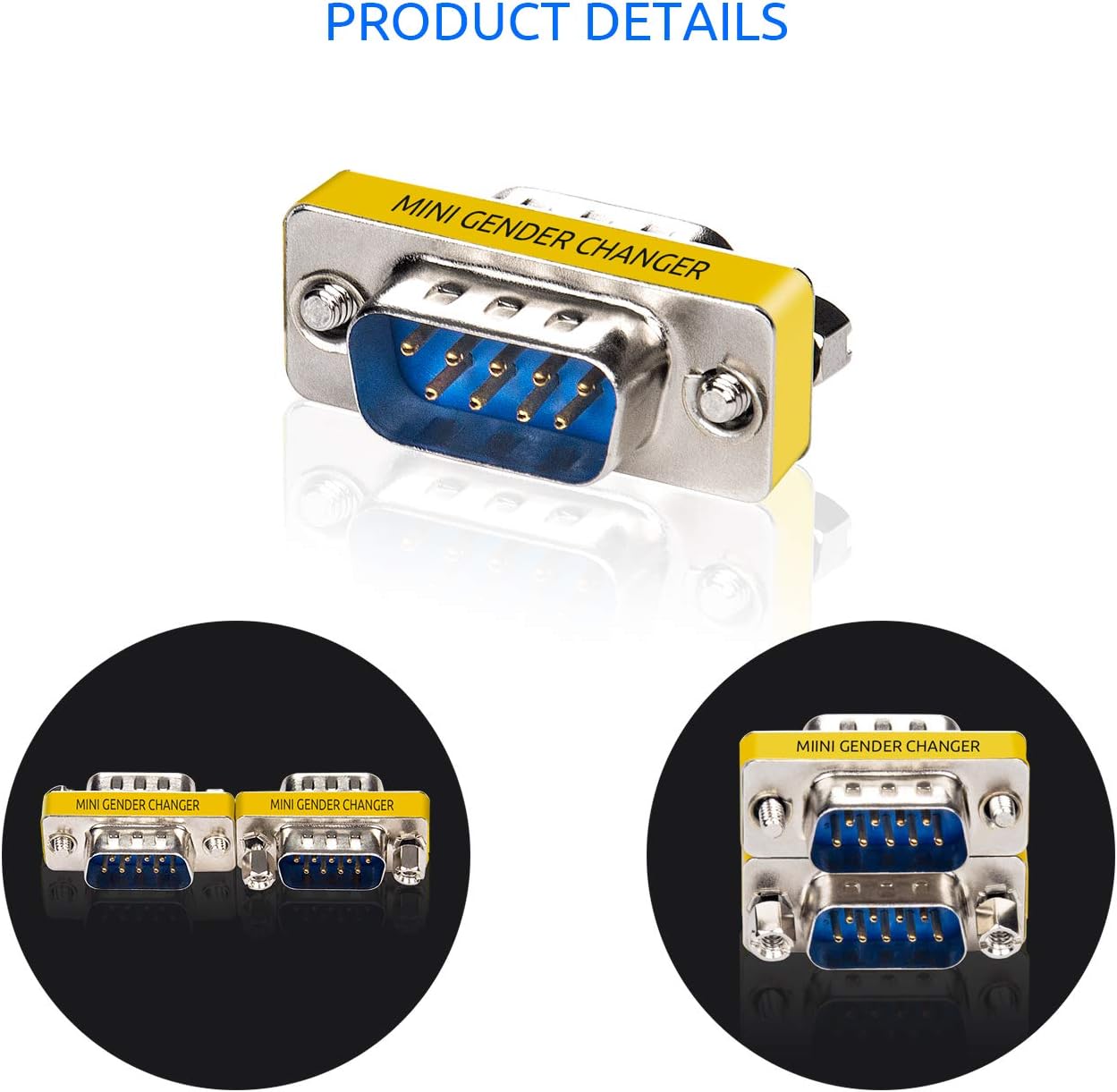 Mini Gender Changer Standard DB 9 poli M/M - Miniatura 5