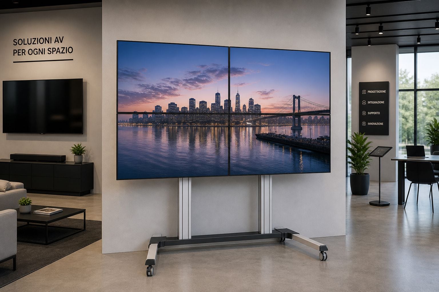 Supporto a Pavimento per 4 TV LCD/LED 32-60'' per Video Wall - Miniatura 5