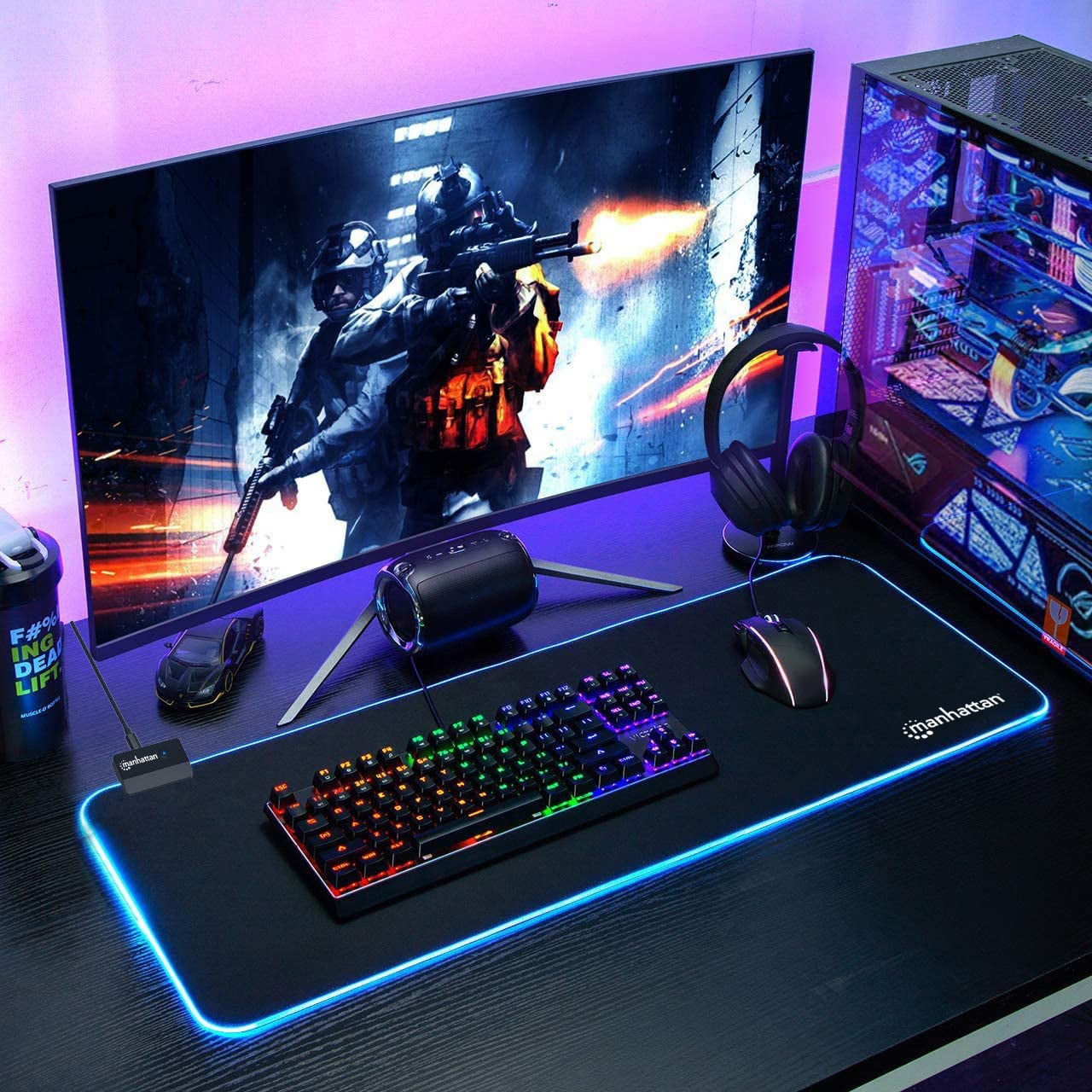 Tappetino Mouse Gaming XXL Illuminazione LED Effetti Luce RGB - Miniatura 5